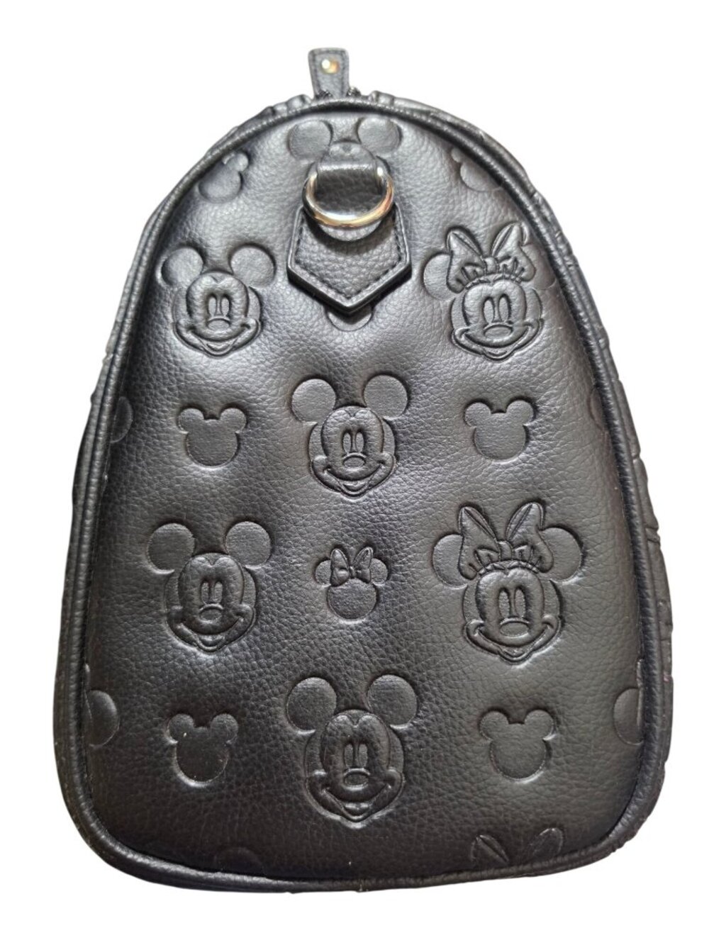 Loungefly Disney Mickey Minnie Embossed Black Barrel Bowler Satchel Purse w/ Dus - Picture 9 of 9